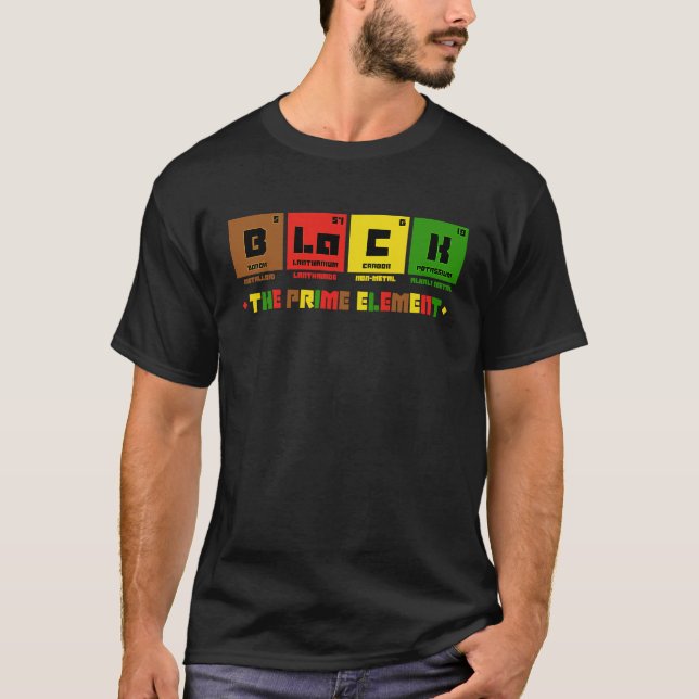 Camiseta Negro el elemento Prime Black Power Black History (Anverso)