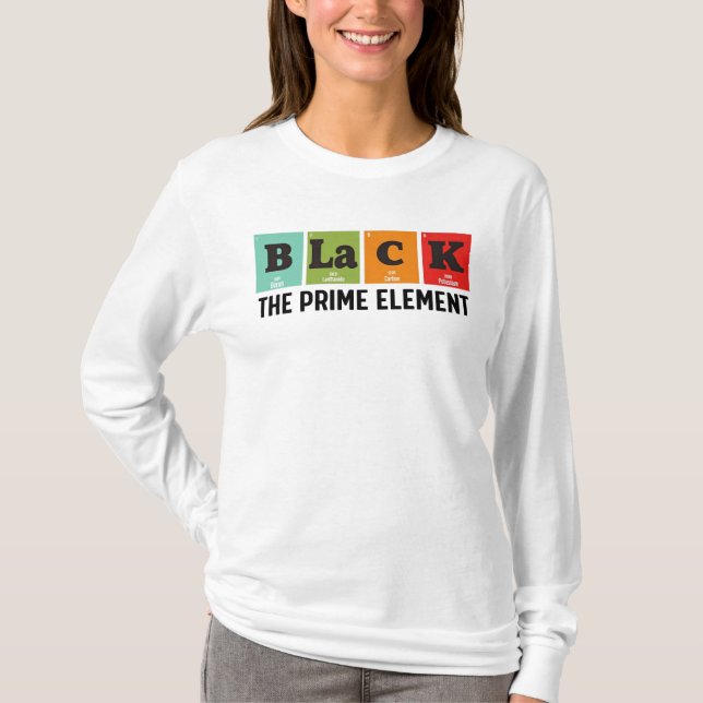 Camiseta Negro El elemento principal, Mes de la historia ne (Anverso)