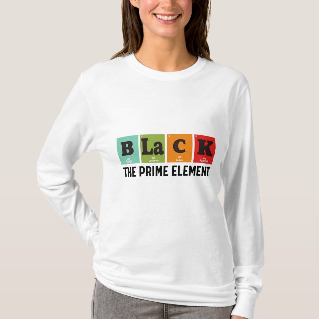 Camiseta Negro El Elemento Principal, Mes de la Historia Ne (Anverso)