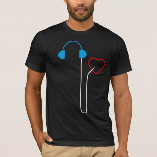 Camiseta Negro elegante de los auriculares