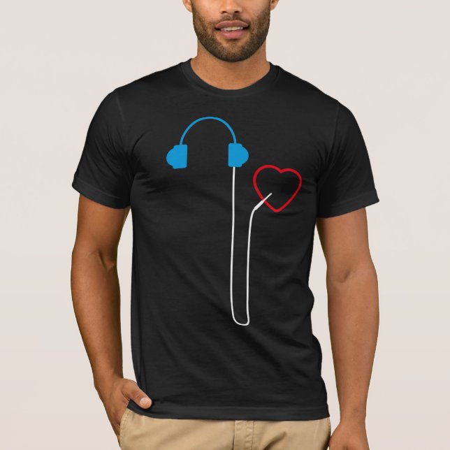 Camiseta Negro elegante de los auriculares (Anverso)