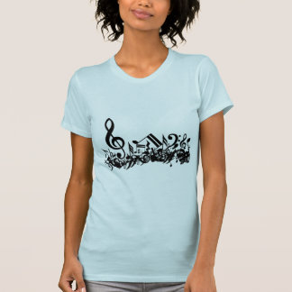 Camiseta Negro embarullado de las notas musicales