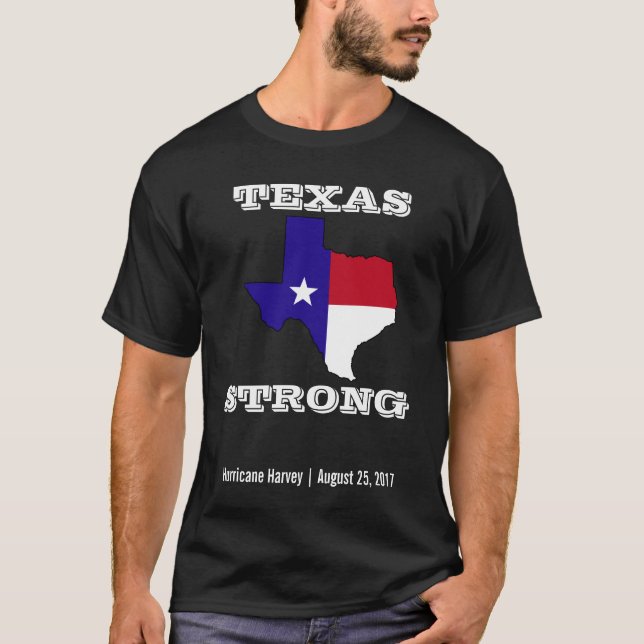 Camiseta Negro fuerte de Harvey Tejas del huracán (Anverso)