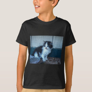 Camiseta Negro + Gatito Blanco