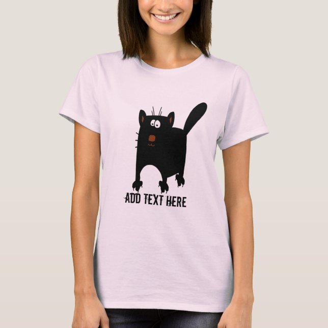 Camiseta Negro Gato Resumen añadir texto (Anverso)