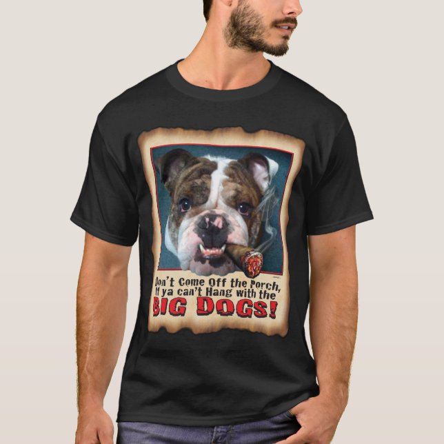 CAMISETA NEGRO GRANDE T DEL BULLDOG DEL PERRO (Anverso)