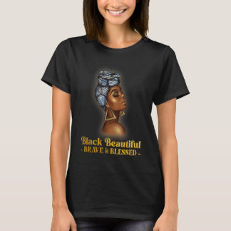 Camiseta Negro Hermoso Valiente Y Bendita Reina Negra Afro