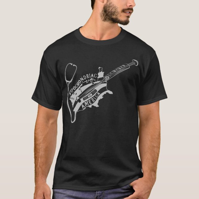 Camiseta negro hipocondriaco de América (Anverso)