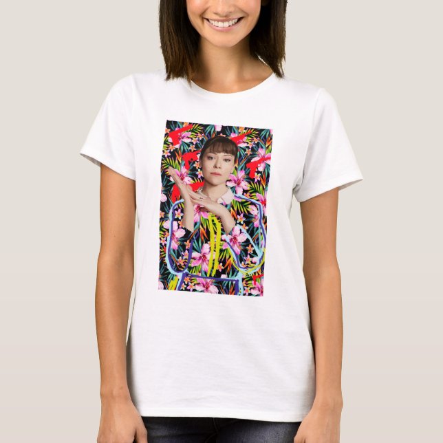Camiseta Negro huérfano el | Alison - estampado de flores (Anverso)