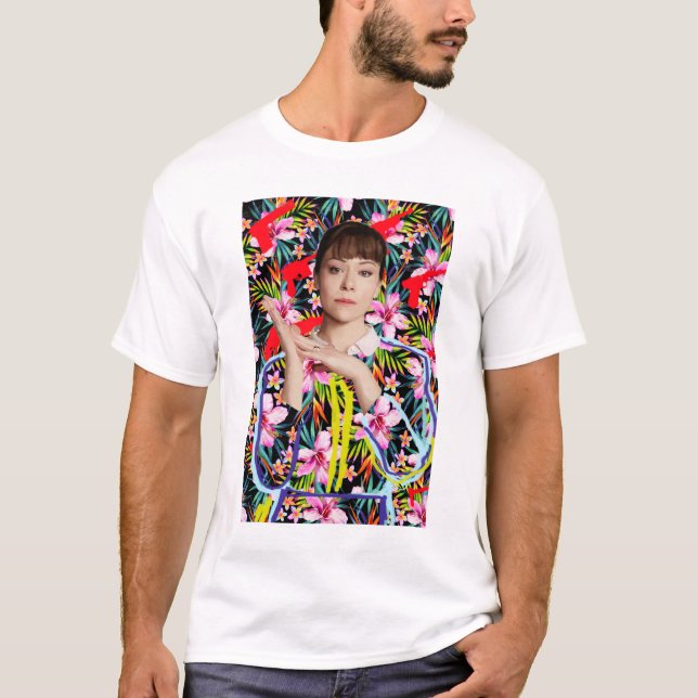 Camiseta Negro huérfano el | Alison - estampado de flores (Anverso)