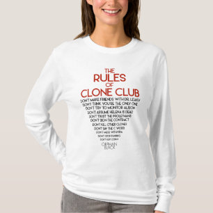 Camiseta Negro huérfano el   las reglas de club de la copia