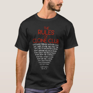 Camiseta Negro huérfano el   las reglas de club de la copia