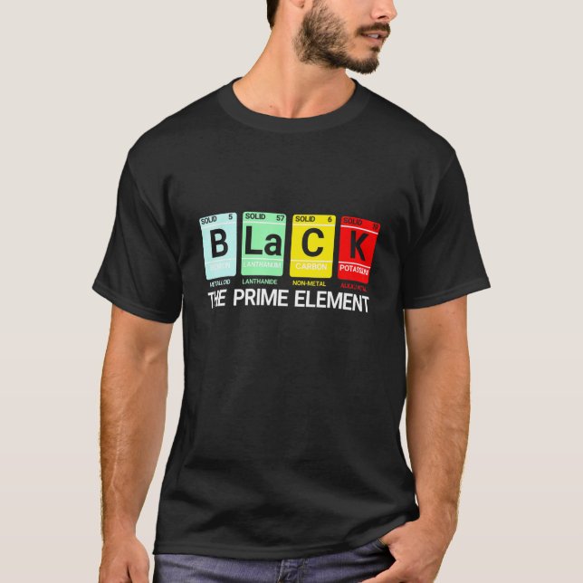 Camiseta Negro La Tabla Periódica De Primer Elemento Histo  (Anverso)