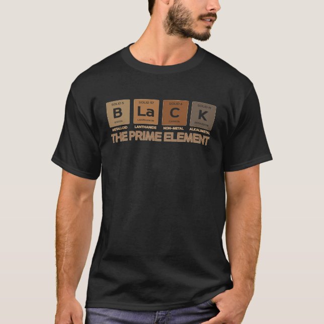 Camiseta Negro La Tabla Periódica De Primer Elemento Histo  (Anverso)