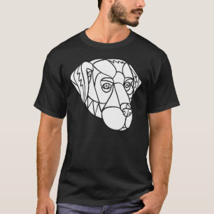 Camiseta Negro Labrador Cabeza de Perro Mosaico Negro Y Bla