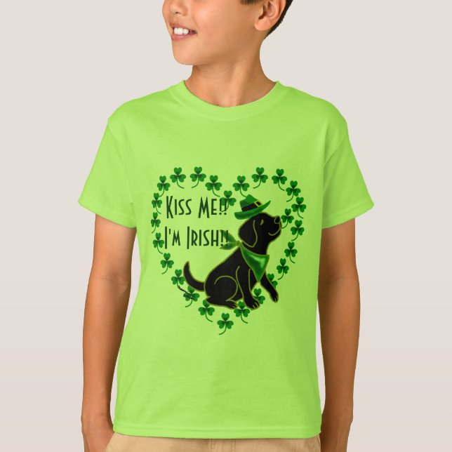 Camiseta Negro Labrador del día de St Patrick (Anverso)