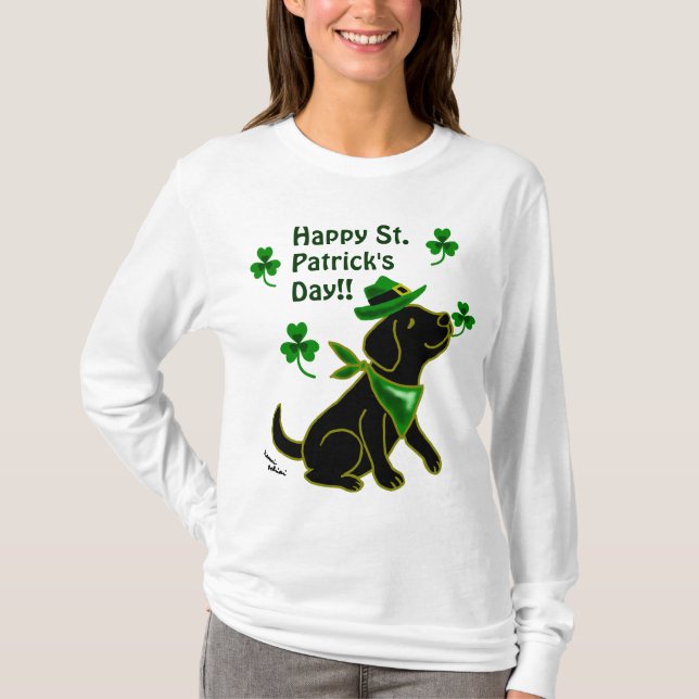 Camiseta Negro Labrador del día de St Patrick (Anverso)