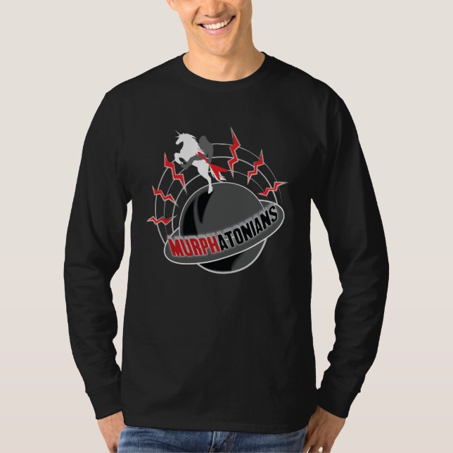 Camiseta Negro largo de la manga de los hombres (Anverso)
