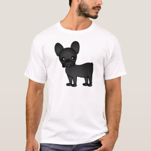 Camiseta Negro lindo del dibujo animado del bulldog francé