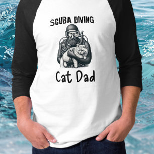 Camiseta Negro lindo sobre papá de gato de buceo en Scuba b