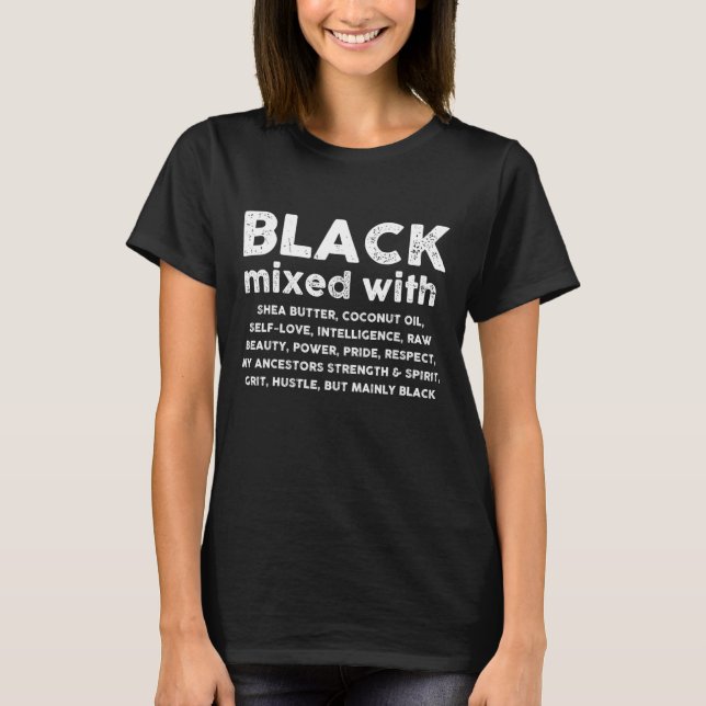 Camiseta Negro mezclado con mantequilla de karité afroameri (Anverso)