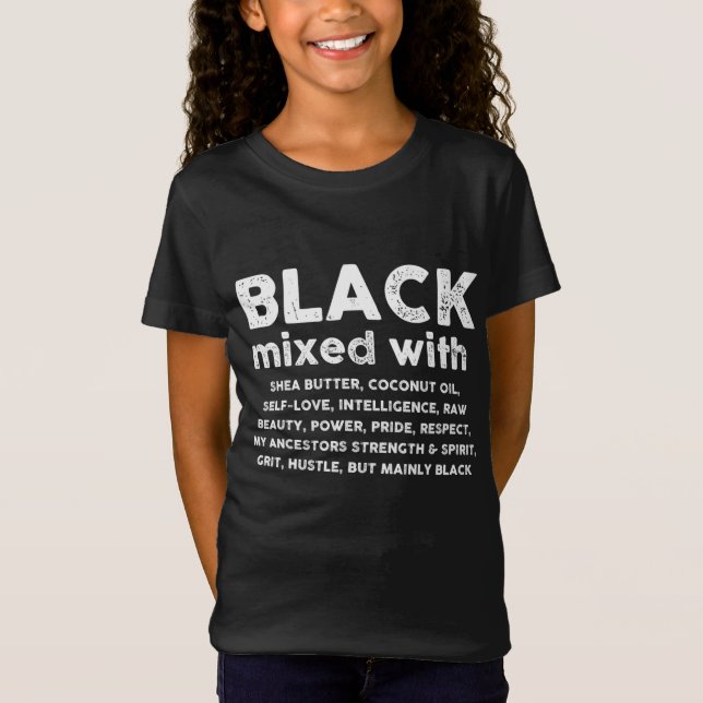 Camiseta Negro mezclado con mantequilla de karité afroameri (Anverso)