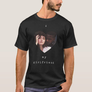 Camiseta Negro minimalista me encanta la foto de mi novia