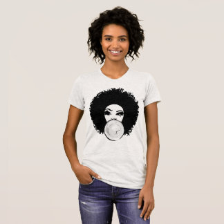 Camiseta Negro natural T-Shir del pelo del chicle del chica
