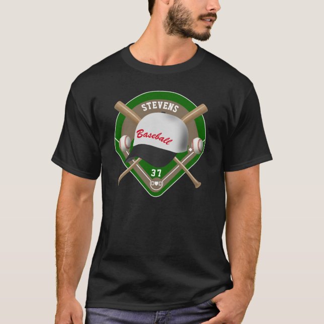 Camiseta Negro| Número de nombre del jugador de diamantes d (Anverso)
