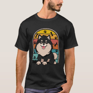 Camiseta Negro Pomerania Retro Pom Mamá Perro Papá Pomerani