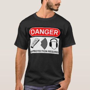 Camiseta Negro Requerido de la protección auditiva