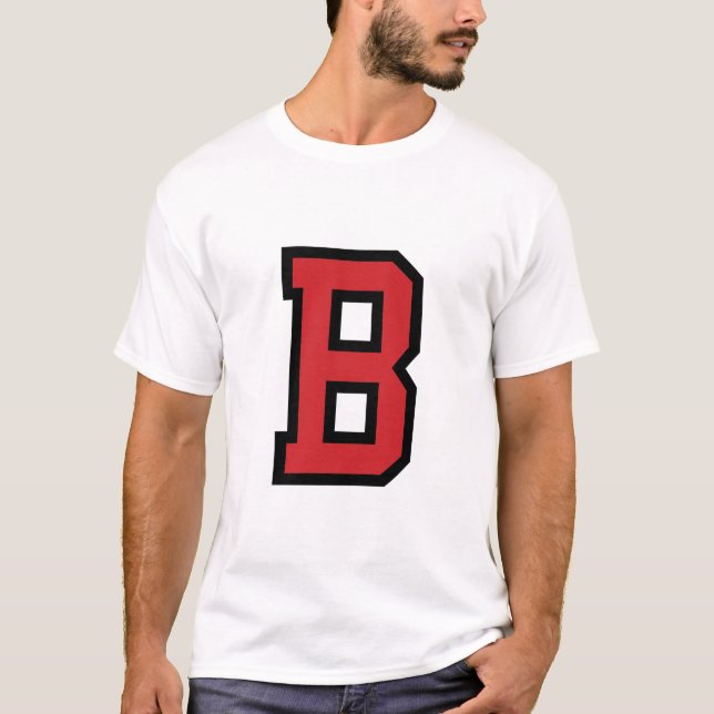 Camiseta Negro rojo de la letra B el | del deporte el | del (Anverso)