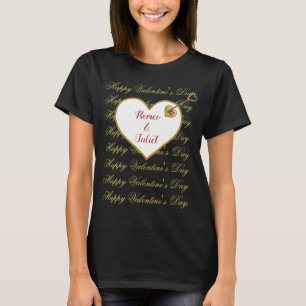 Camiseta Negro Rojo Xoxo Corazón Moderno Día de San Valentí