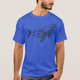 Camiseta Negro simple sobre la ballena blanca 17