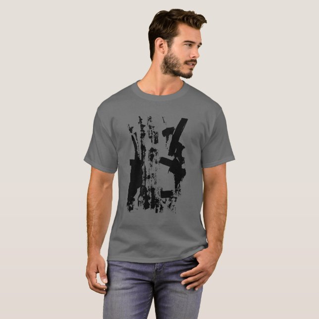 Camiseta Negro sobre gris - Serie de arte (Anverso completo)