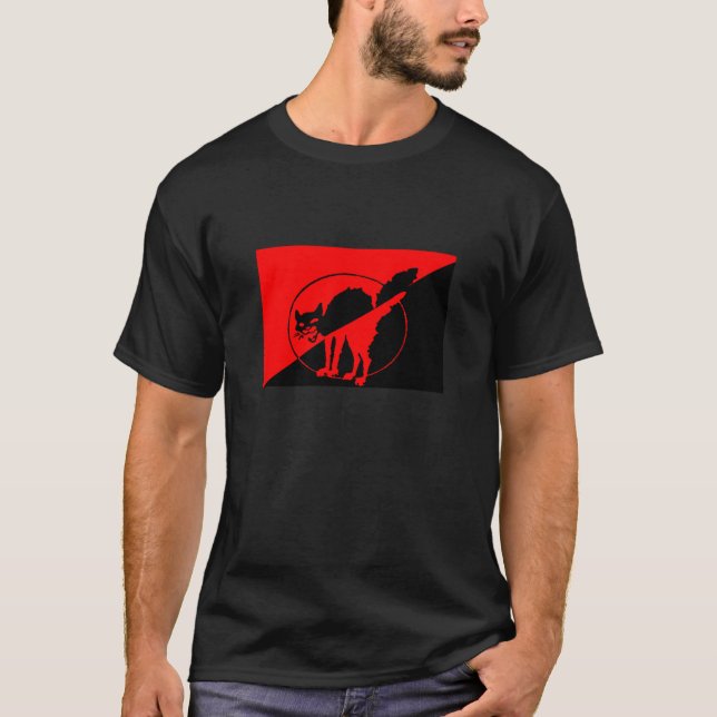 Camiseta negro T del gato del sab (Anverso)