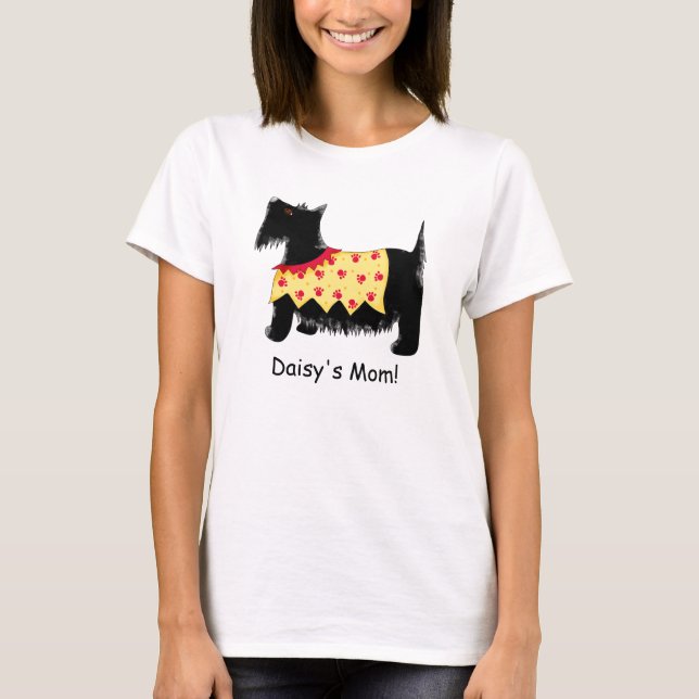 Camiseta Negro Terrier Perro Amarillo Nombre Rojo Personali (Anverso)