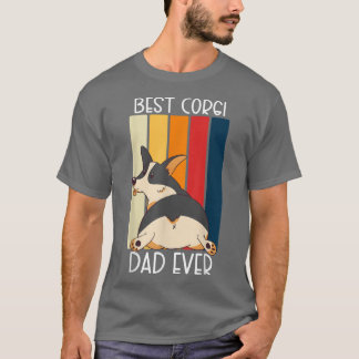 Camiseta Negro Tricolor Corgi Dog Lover Mejor Papá Corgi