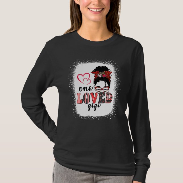 Camiseta Negro un querido Gigi Africano Messy Bun Valentine (Anverso)