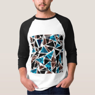 Camiseta Negro y azul, poligonal, abstracto, geométrico