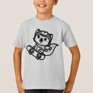 Camiseta NEGRO Y BLANCO #28 - Zorro jugando con monopatín