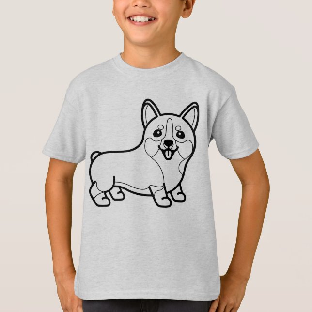 Camiseta NEGRO Y BLANCO #31 - Sonrisa de Corgi (Anverso)