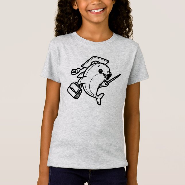 Camiseta NEGRO Y BLANCO #52 - Teacher Dolphin (Anverso)