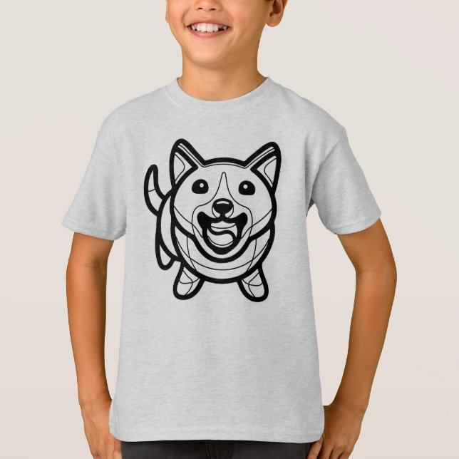 Camiseta NEGRO Y BLANCO #60 - Un perro sosteniendo la pelot (Anverso)