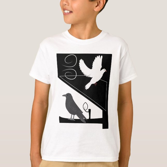 Camiseta Negro y Blanco_Cuervo y Paloma (Anverso)