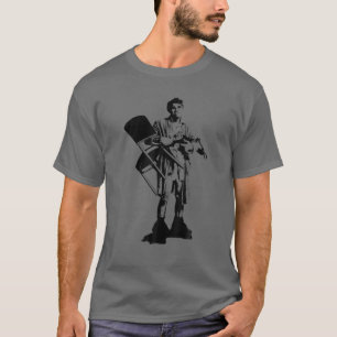 Camiseta Negro Y Blanco El Hombre Sostiene La Silla Diseño 
