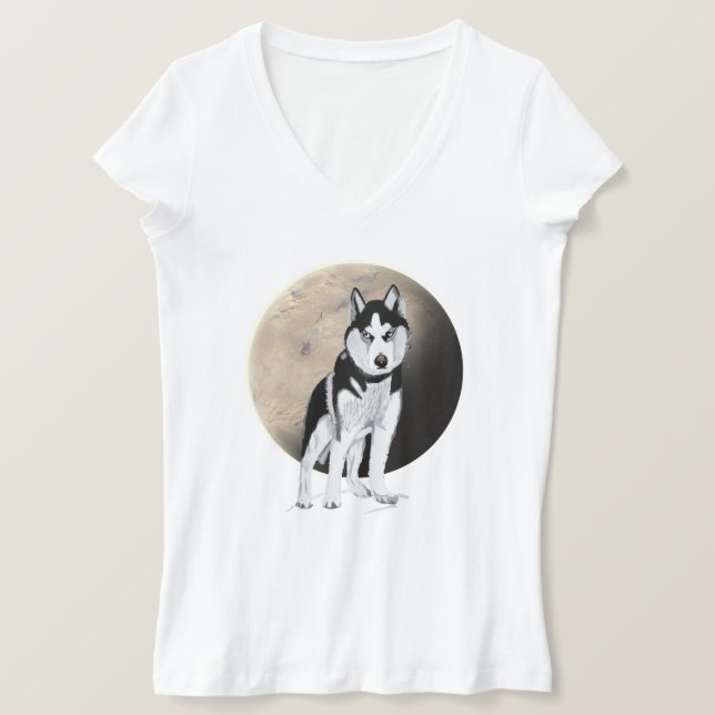 Camiseta Negro y blanco Husky (Anverso del diseño)