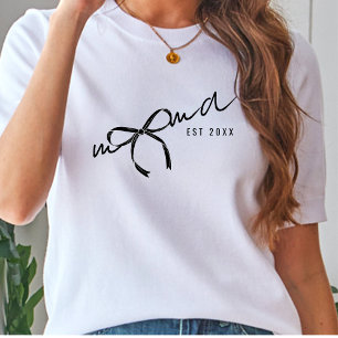 Camiseta Negro y Blanco  Letra de Mama con Lazo Mujeres