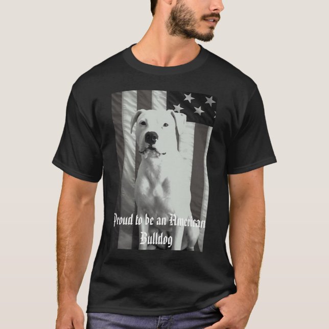 Camiseta negro y blanco, orgulloso ser un bulldog americano (Anverso)