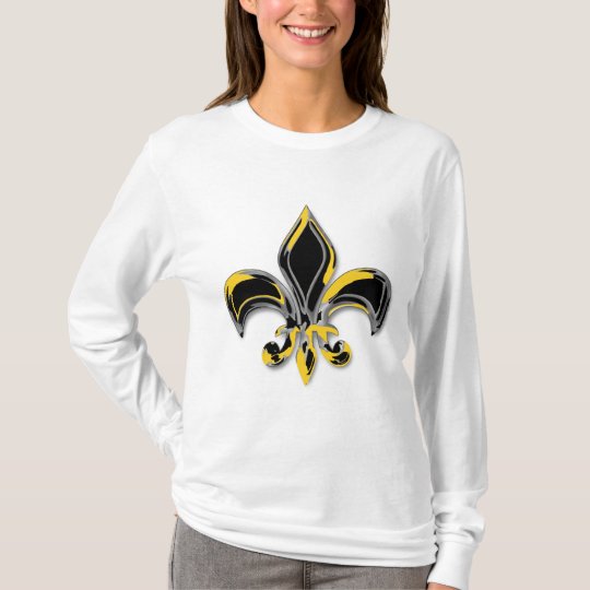 Camiseta Negro y flor de lis del oro